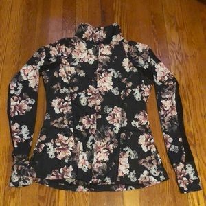 NWOT! Zip Up floral workout sweater